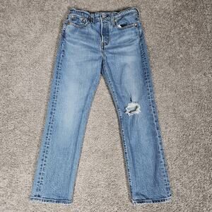 Levis Premium Jeans Womens 24X24.5 (Tag 26X26) Blue Wedgie Straight Button Fly